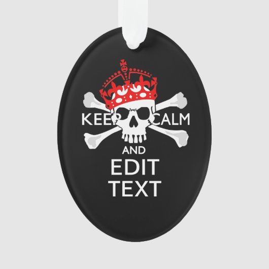 Laat Jouw tekst de Kalm Crossbones Skull op zwart  Ornament (voorkant)
