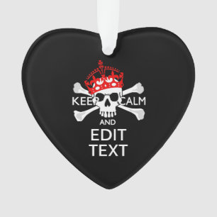Laat Jouw tekst de Kalm Crossbones Skull op zwart  Ornament