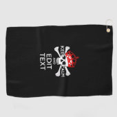 Laat Jouw tekst kalm beenderen schedel houden Golfhanddoek (Horizontaal)