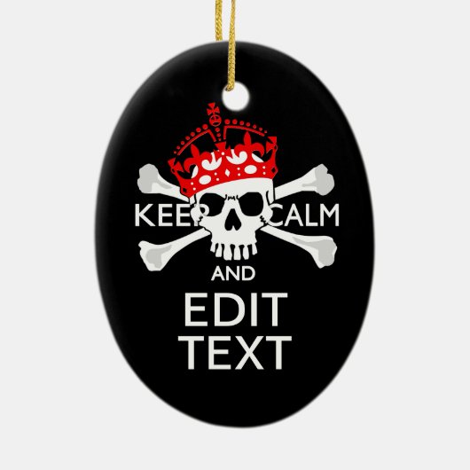 Laat Jouw tekst kalm beenderen schedel houden Keramisch Ornament (Achterkant)