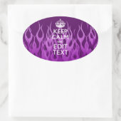 Laat Jouw tekst kalm houden op Paarse racegevechte Ovale Sticker (Tas)