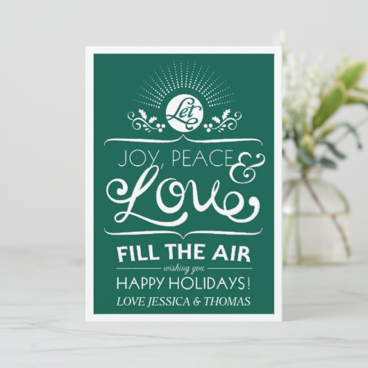 Laat Joy, Vrede en Liefde de lucht in - Happy Holi Feestdagenkaart (Staand voorkant)