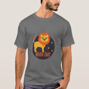 Laat Kawaii nooit een grappige leeuw in oranje kle T-shirt