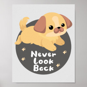 Laat Kawaii's grappige, gelukkige hond die springt Poster