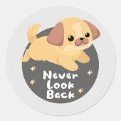 Laat Kawaii's grappige, gelukkige hond die springt Ronde Sticker (Voorkant)