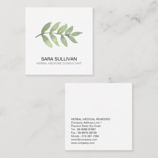 Laat kruidengeneeskunde kruiden vierkante visitekaartje (Voorkant / Achterkant)