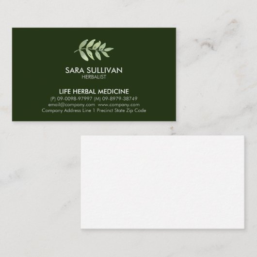Laat kruidengeneeskunde kruiden visitekaartje (Voorkant / Achterkant)