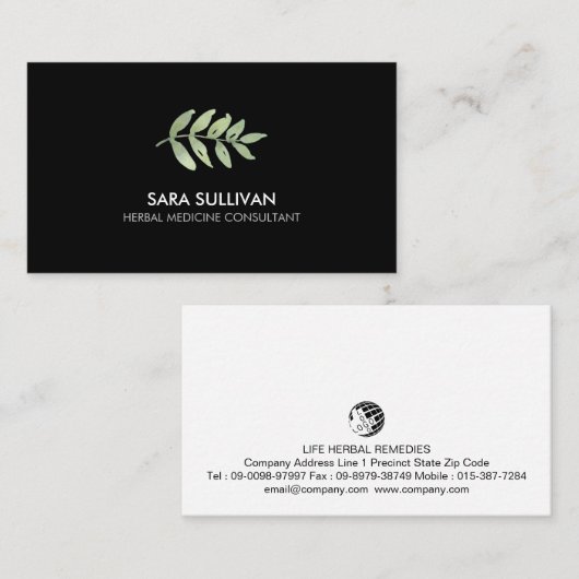 Laat kruidengeneeskunde kruiden visitekaartje (Voorkant / Achterkant)