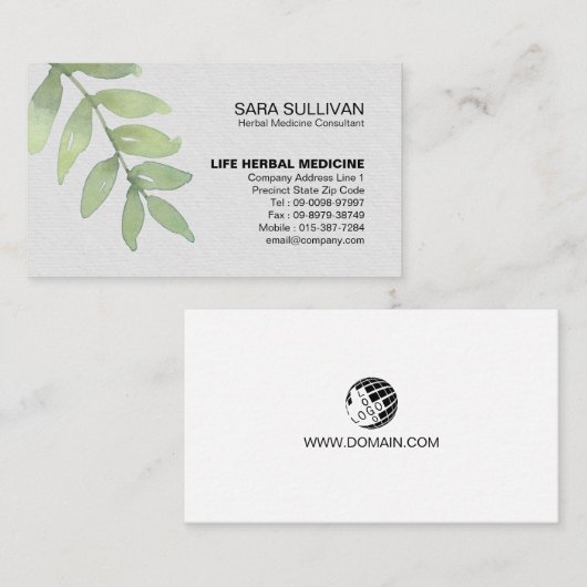 Laat kruidengeneeskunde kruiden visitekaartje (Voorkant / Achterkant)