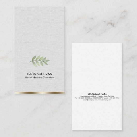 Laat kruidengeneeskunde kruiden visitekaartje (Voorkant / Achterkant)