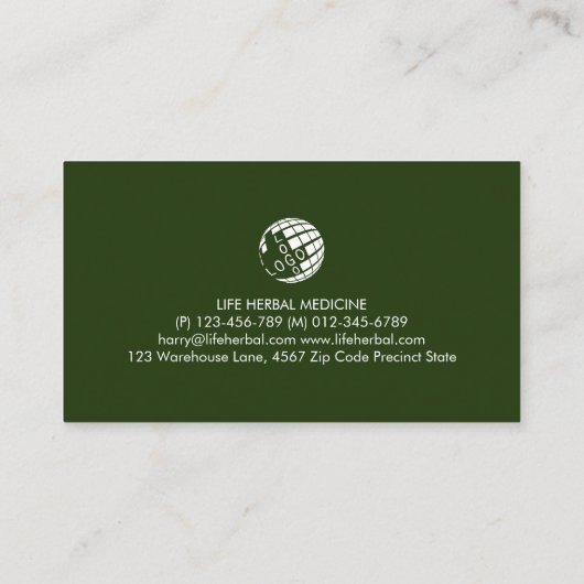 Laat kruidengeneeskunde kruiden visitekaartje (Achterkant)