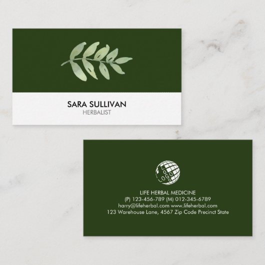 Laat kruidengeneeskunde kruiden visitekaartje (Voorkant / Achterkant)
