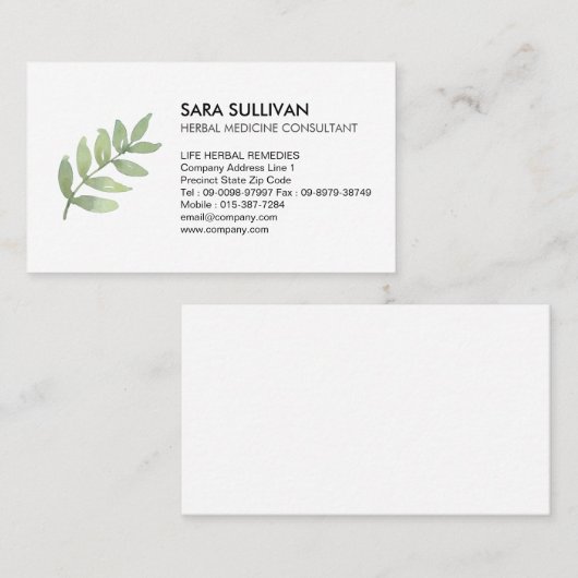 Laat kruidengeneeskunde kruiden visitekaartje (Voorkant / Achterkant)