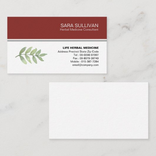 Laat kruidengeneeskunde kruiden visitekaartje (Voorkant / Achterkant)
