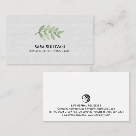 Laat kruidengeneeskunde kruiden visitekaartje (Voorkant / Achterkant)