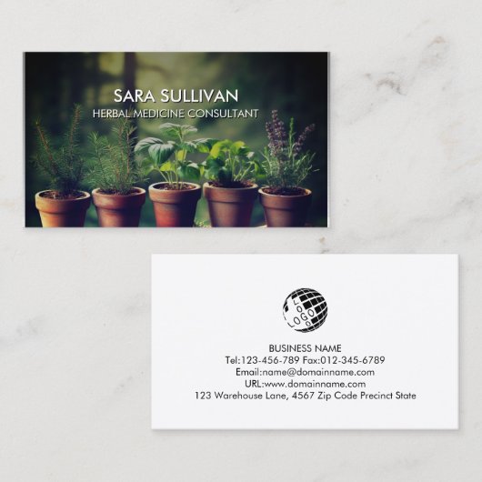 Laat kruidengeneeskunde kruiden visitekaartje (Voorkant / Achterkant)