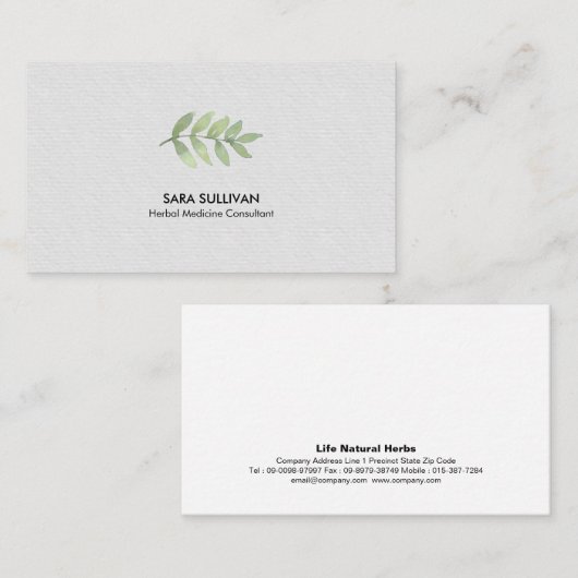 Laat kruidengeneeskunde kruiden visitekaartje (Voorkant / Achterkant)