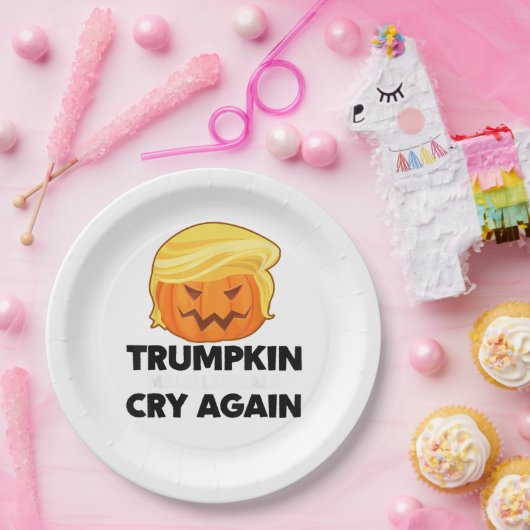 Laat liberalen weer huilen Trumpkin Halloween Papieren Bordje (Feest)