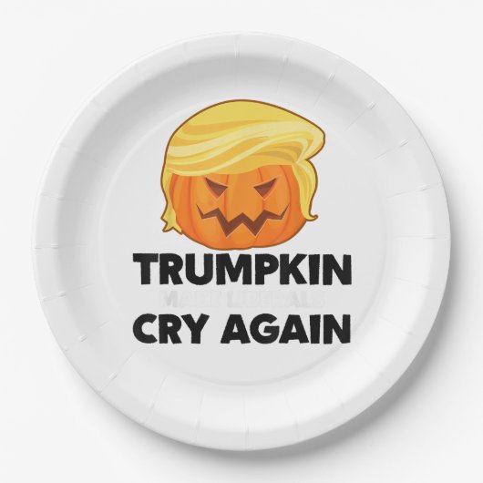 Laat liberalen weer huilen Trumpkin Halloween Papieren Bordje (Voorkant)