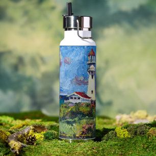 Laat licht uit de donkere waterfles schijnen