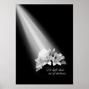 Laat licht uit donkerheid zwart en wit schijnen poster