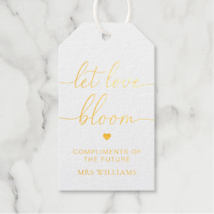 Laat liefde bloeien bloemenbar favoriet goud cadeaulabels