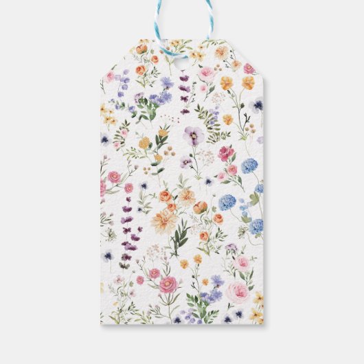 Laat liefde bloeien Kleurrijke Wildflower Vrijgeze Cadeaulabel (Achterkant)