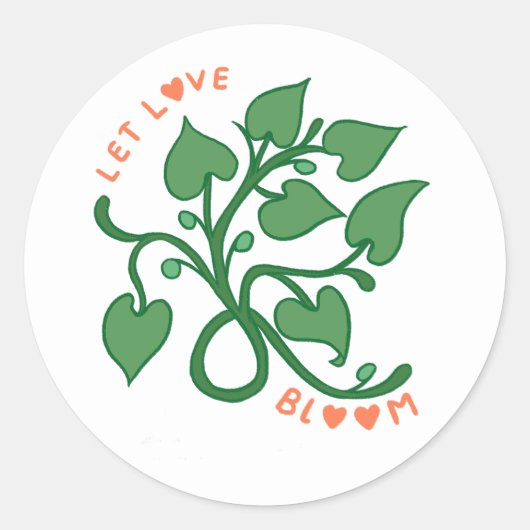 Laat liefde bloeien ronde sticker (Voorkant)