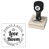 Laat liefde bloeien, trouwdatum en namen bruiloft rubberstempel (Gestempeld)