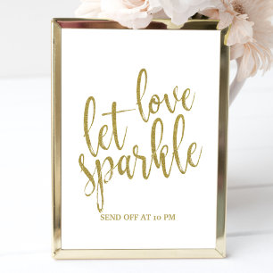 Laat liefde fonkelen Goud Glitter 8x10 Trouwbord Poster