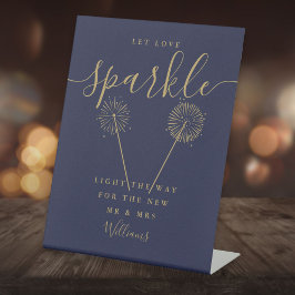 Laat liefde glinsteren Navyblauw Gouden Handtekeni Reclamebord Met Voetstuk