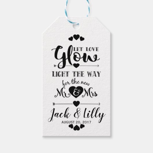 Laat liefde gloed bruiloft gunst gloed stick cadea cadeaulabel (Voorkant)