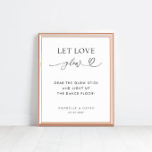 Laat liefde gloed stok hart dans vloer bruiloft te poster