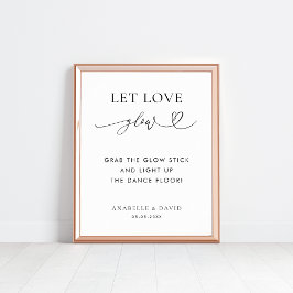 Laat liefde gloed stok hart dans vloer bruiloft te poster