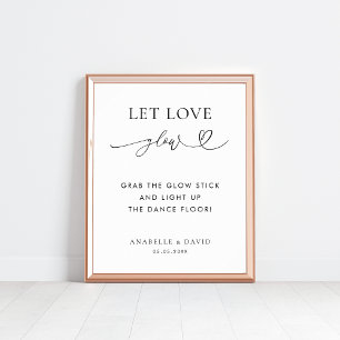 Laat liefde gloed stok hart dans vloer bruiloft te poster