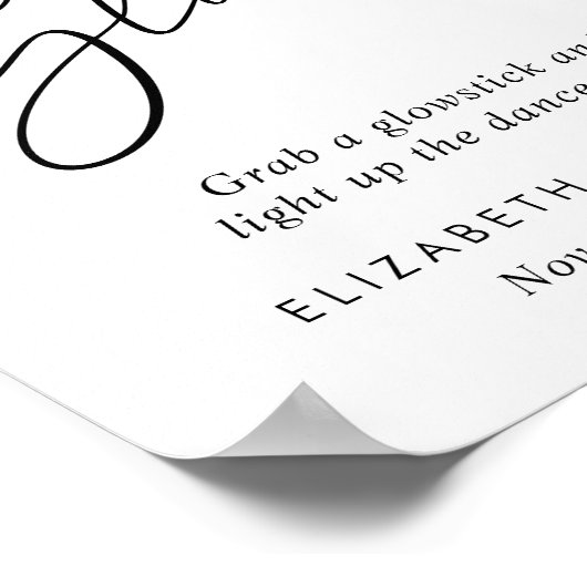 Laat liefde gloeien bruiloft dans vloer teken poster (Hoek)