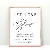 Laat liefde gloeien bruiloft dans vloer teken poster