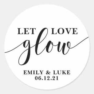 laat liefde gloeien Bruiloft gunst stickers, Kaars Ronde Sticker