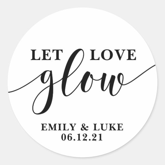 laat liefde gloeien Bruiloft gunst stickers, Kaars Ronde Sticker (Voorkant)