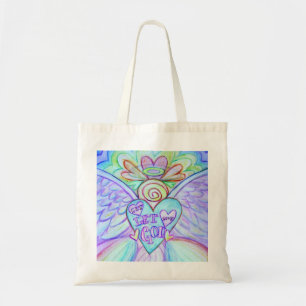 Laat liefde God Rainbow Angel Art Canvas tas