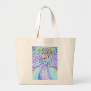 Laat liefde God Rainbow Angel Art Canvas tas