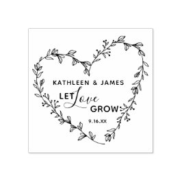 Laat Liefde Groeien Bloemen Hartkrans Bruiloft Rubberstempel