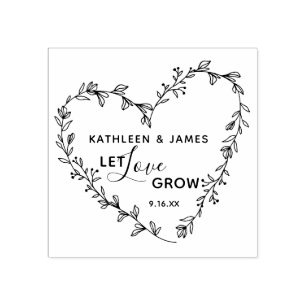 Laat Liefde Groeien Bloemen Hartkrans Bruiloft Rubberstempel