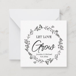 laat liefde groeien, botanische huwelijksplant cad notitiekaartje