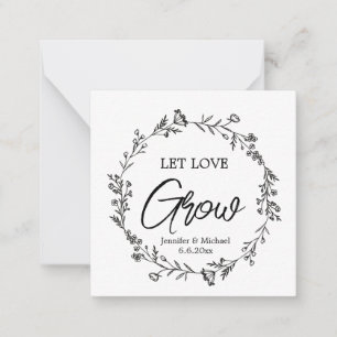 laat liefde groeien, botanische huwelijksplant cad notitiekaartje