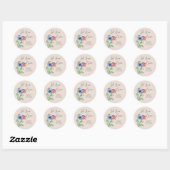 Laat Liefde Groeien Bruiloft met Wilde Bloemen Cha Ronde Sticker (Vel)