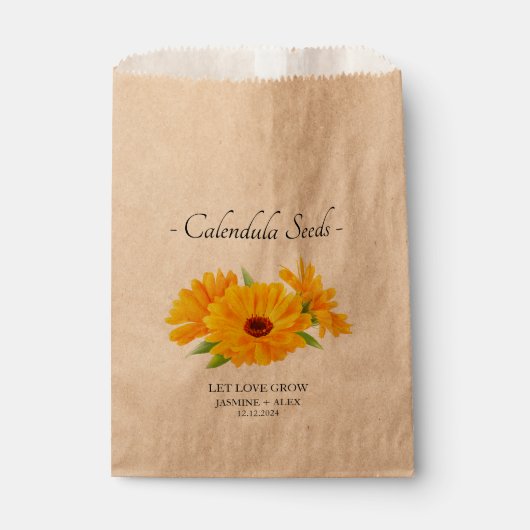 Laat liefde groeien Calendula zaden bruiloft gunst Bedankzakje (Voorkant)