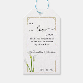 Laat liefde groeien Calla Lily groen bruiloft guns Cadeaulabel