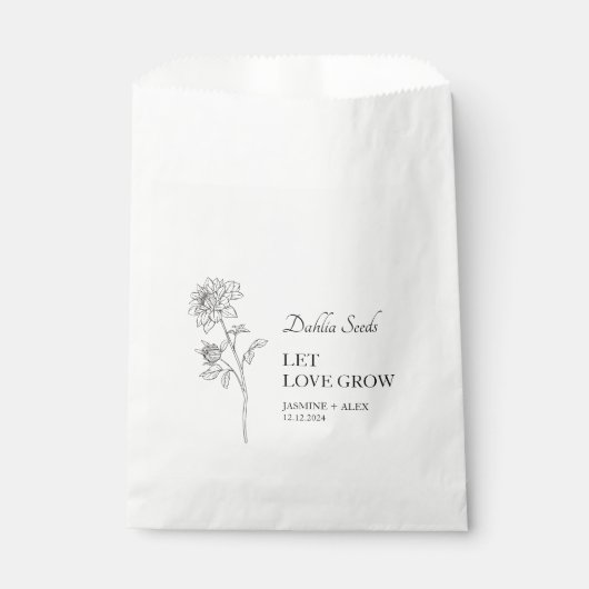 Laat liefde groeien Dahlia zaad bruiloft Bedankzakje (Voorkant)