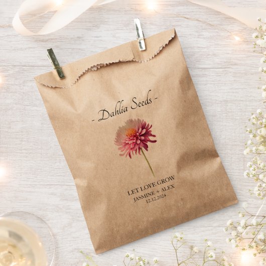 Laat liefde groeien Dahlia zaden bruiloft Bedankzakje (Geknipt)